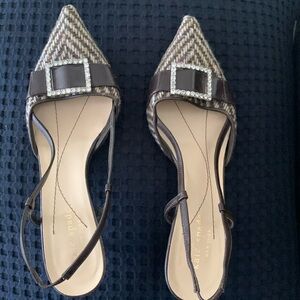 Kate Spade Wool Herringbone Kitten Heels